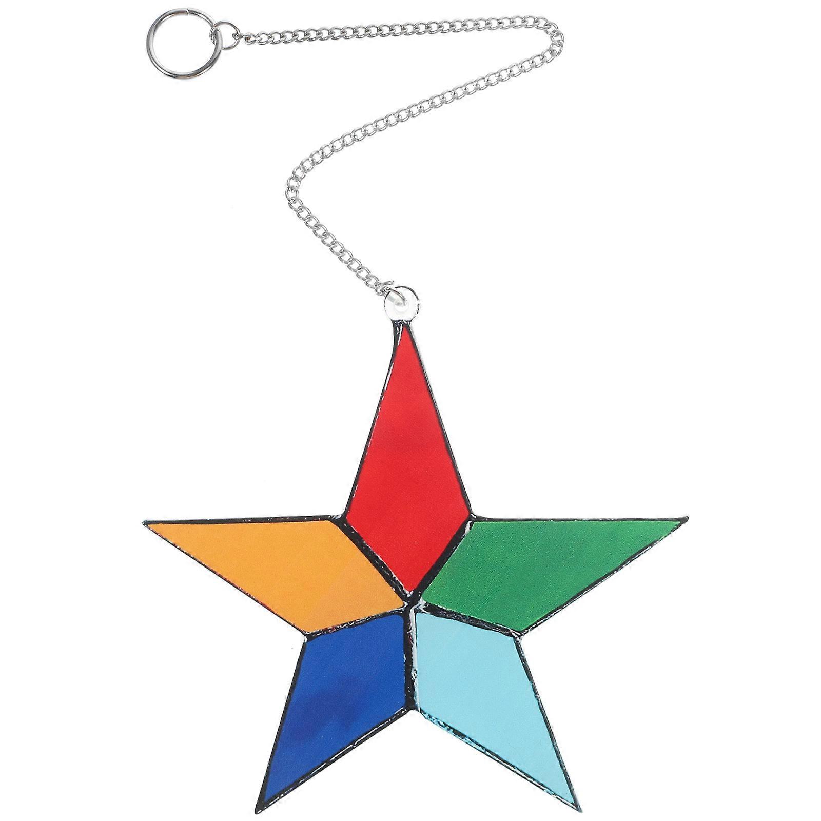 5Pcs Stained Acrylic Star Window Hanging Decor for Window Multi Color