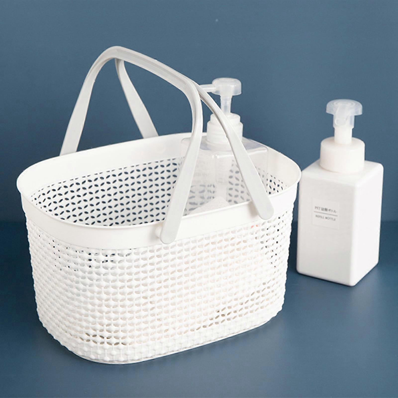 Portable Waterproof Plastic Bathroom Storage Basket with Multiple Compartments for Easy Organization  White