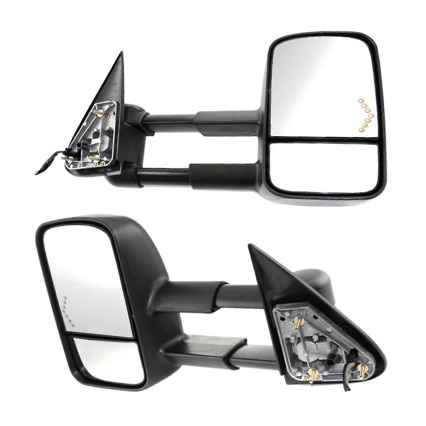 Set of 2 Power Heated Towing Mirrors Textured Black Manual Folding for Chevy Silverado GMC Sierra