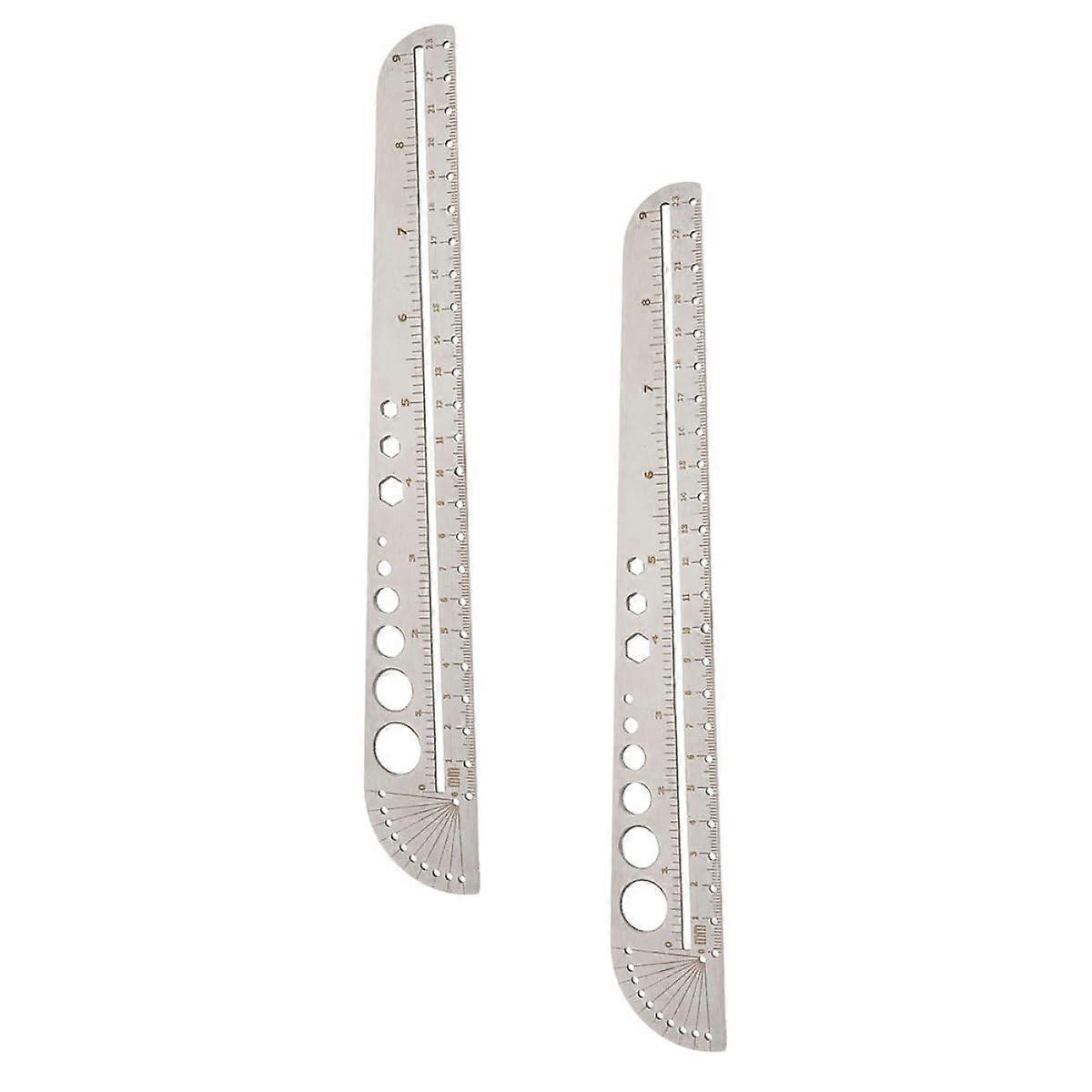 2Pcs Stainless Steel Precision Measuring Rulers with Clear Etched Scale for Woodworking and Engineering