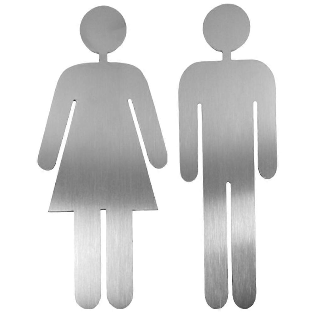 Silver Restroom Identification Signs for Door 1Pair