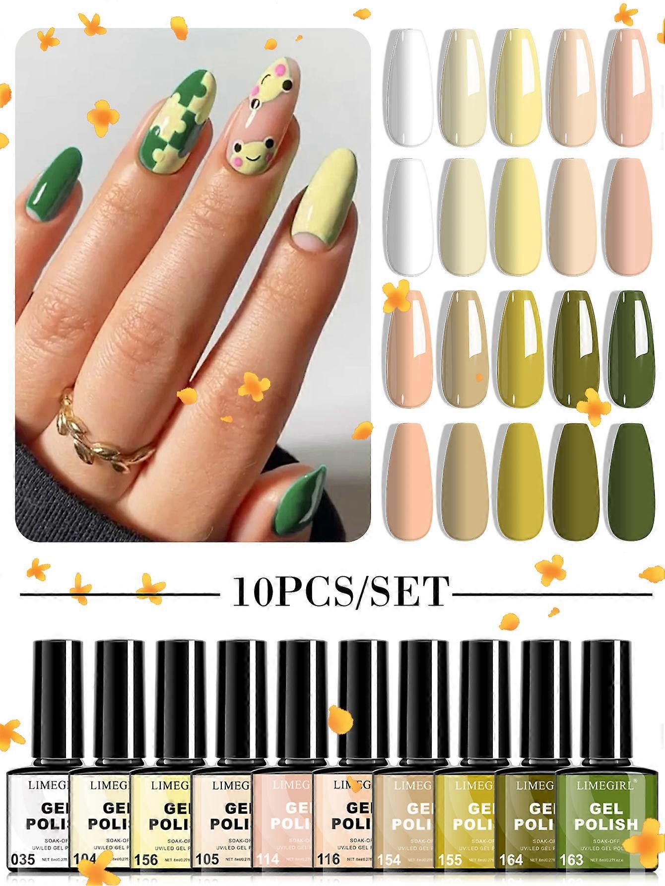 Nail polish gel set, 10 solid color gels, complete set, one bottle of each color, solid color resin, UV gel.