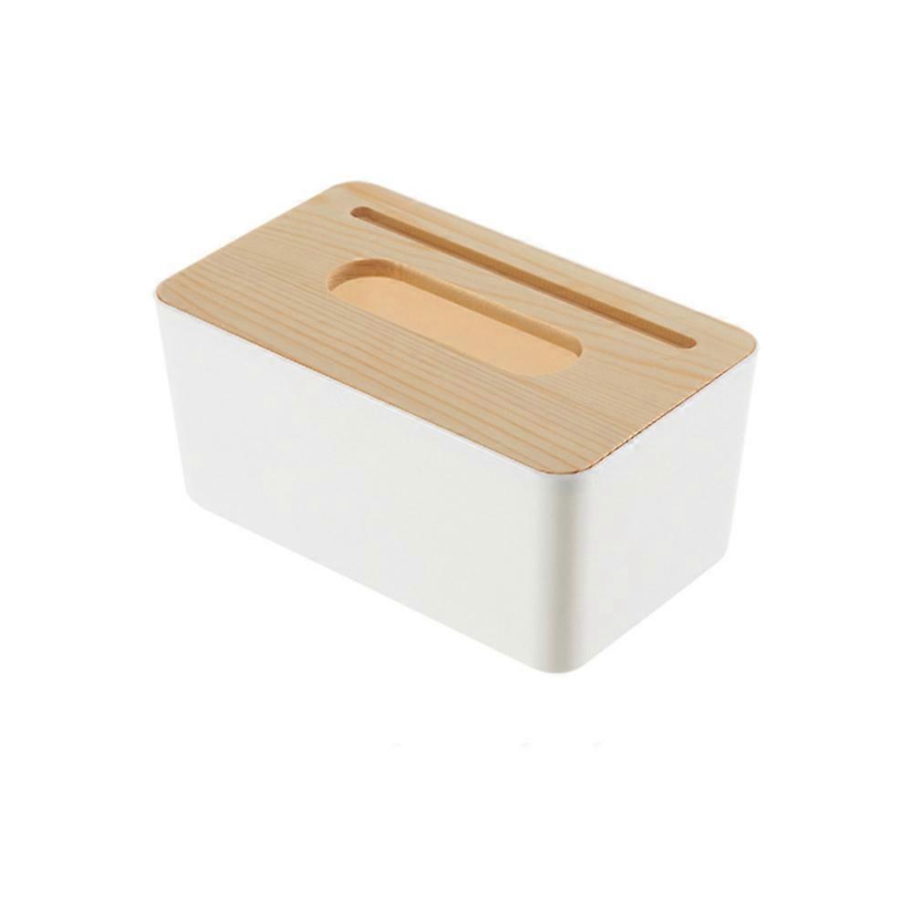 Multifunctional Tissue Container Wooden Cover Phone Holder White