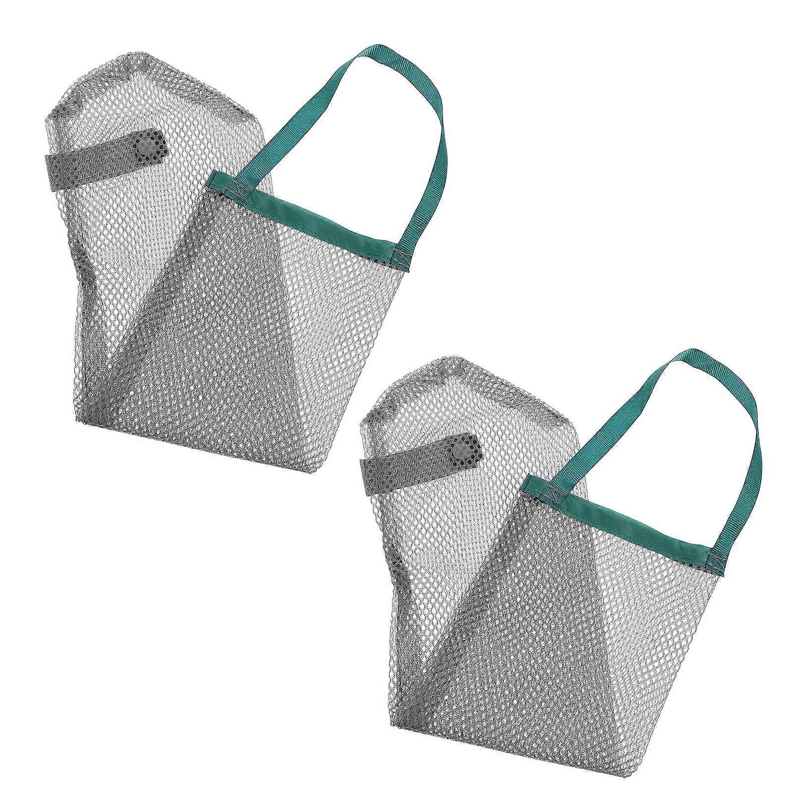 Storage Bag Green Mesh Bag for Fruit Vegetable Hanging 2Pcs Set