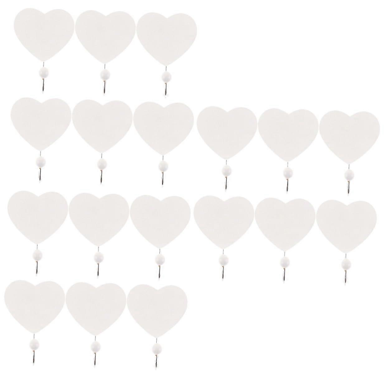 18pcs Wooden Heart Wall Hooks Decorative Key Holder Durable MultiPurpose Home Hanging Solution