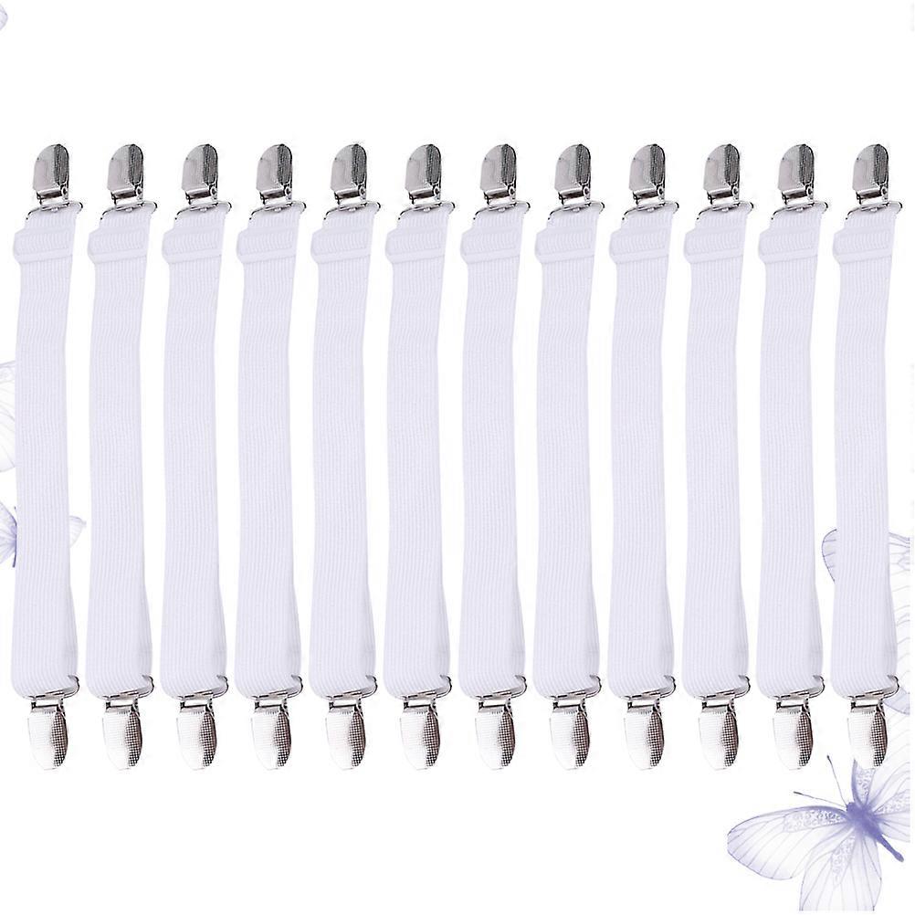 Bed Sheet Gripper Bed Sheet Holder for Fastening 12Pcs White Adjustable Clips