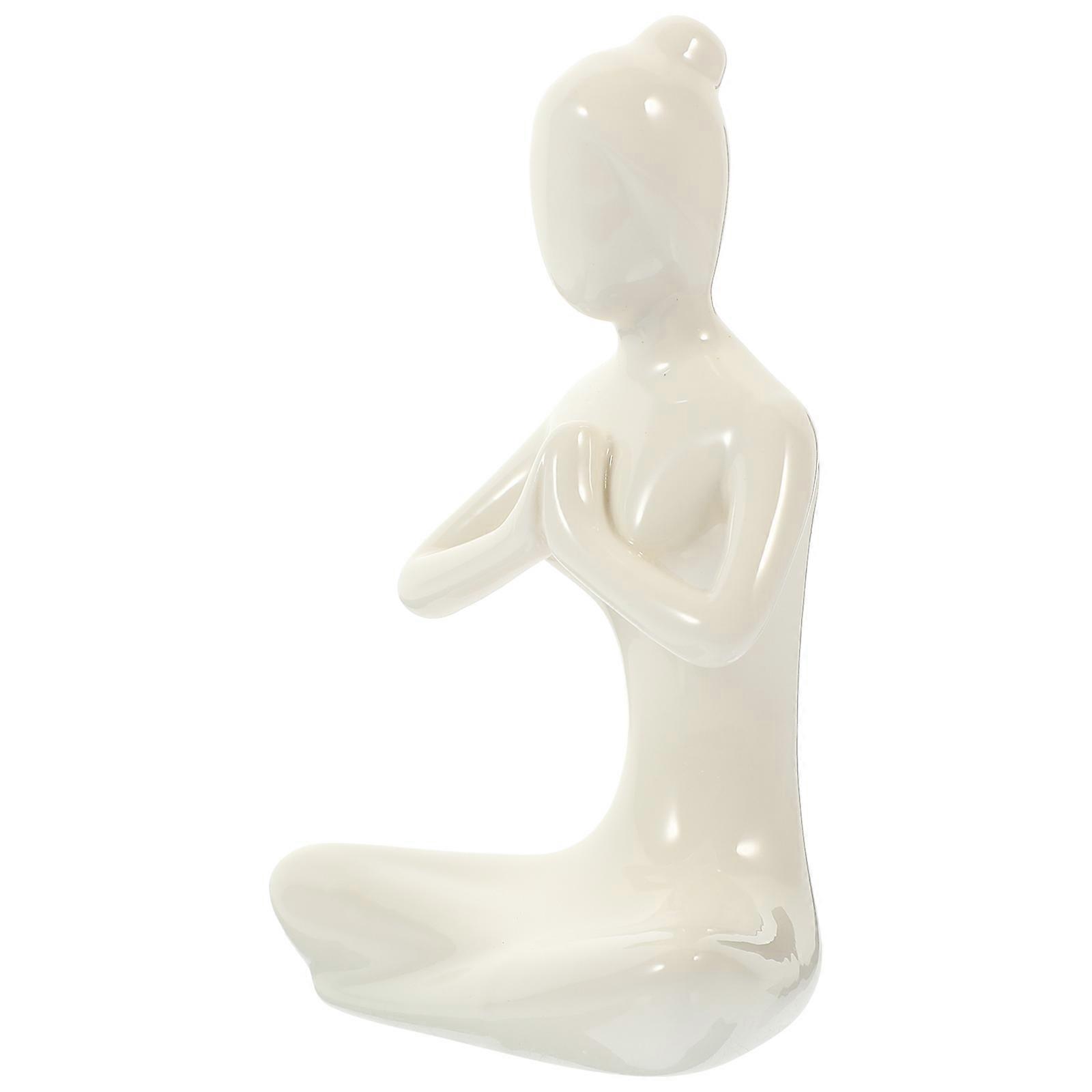Abstract Yoga Statue Ceramic Decor for Meditation with 4Pcs Set