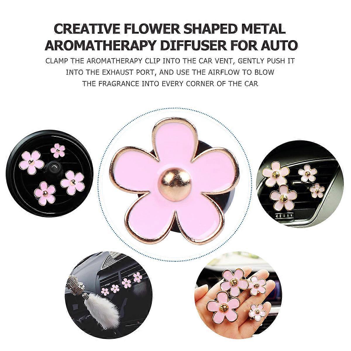 Vent Clip Charms Flower Shaped Aromatherapy Diffuser for Auto 4Pcs