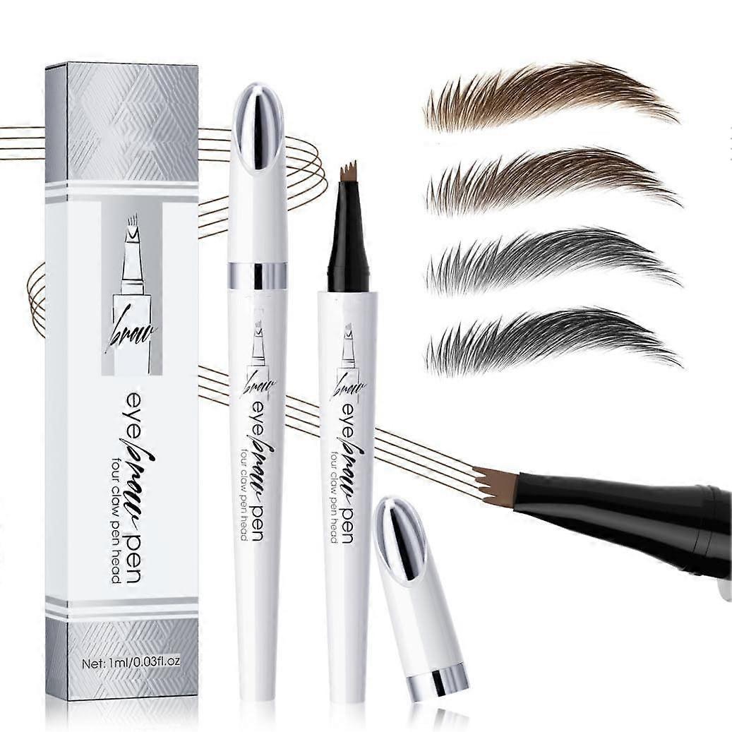 Microblading Eyebrow Pen Waterproof Long Lasting 4 Fork Tip Smudge Proof for Natural Look Deep Coffee