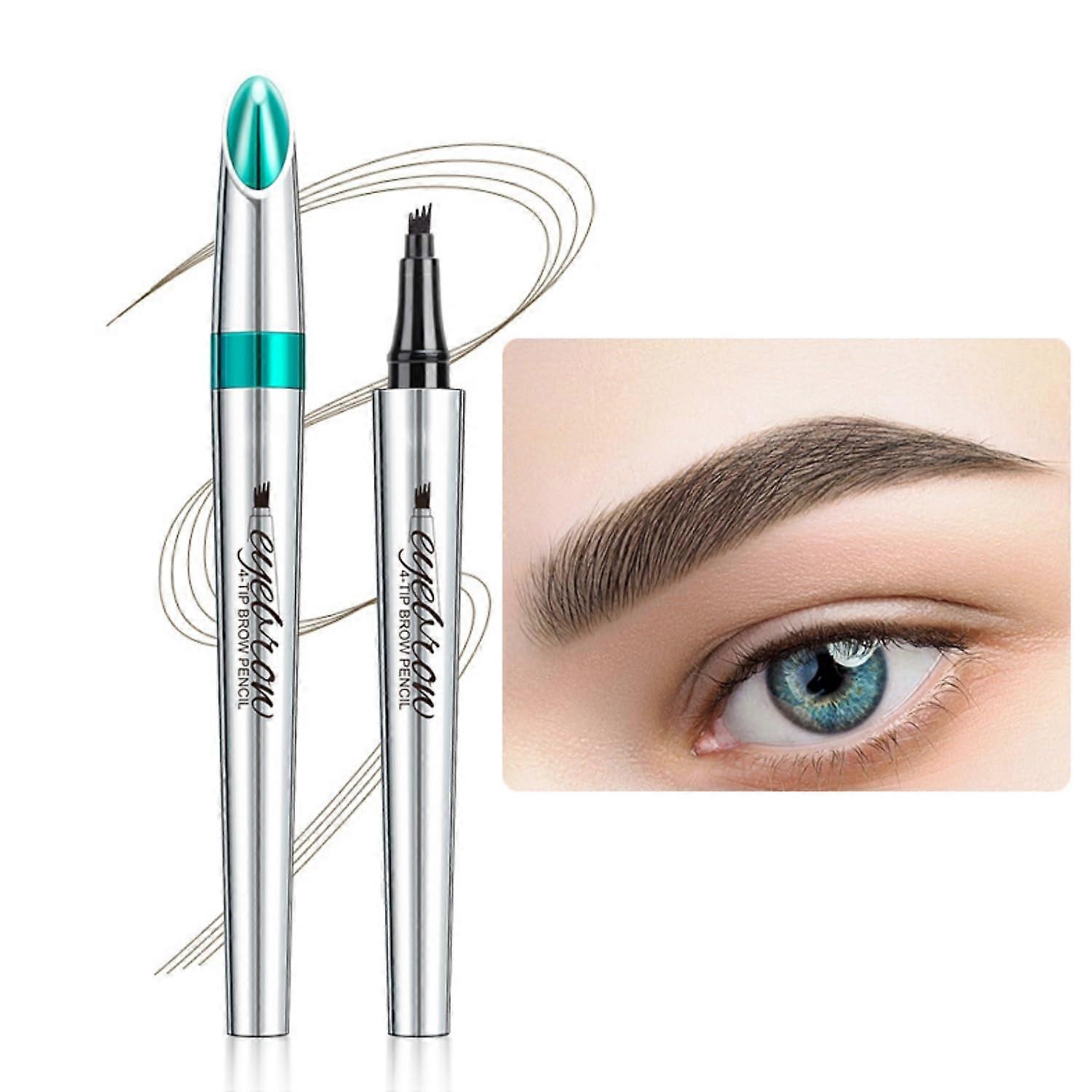 Microblading Eyebrow Pencil 4 Tip Waterproof Smudgeproof Brow Pen for Natural Looking Eyebrows Dark Brown