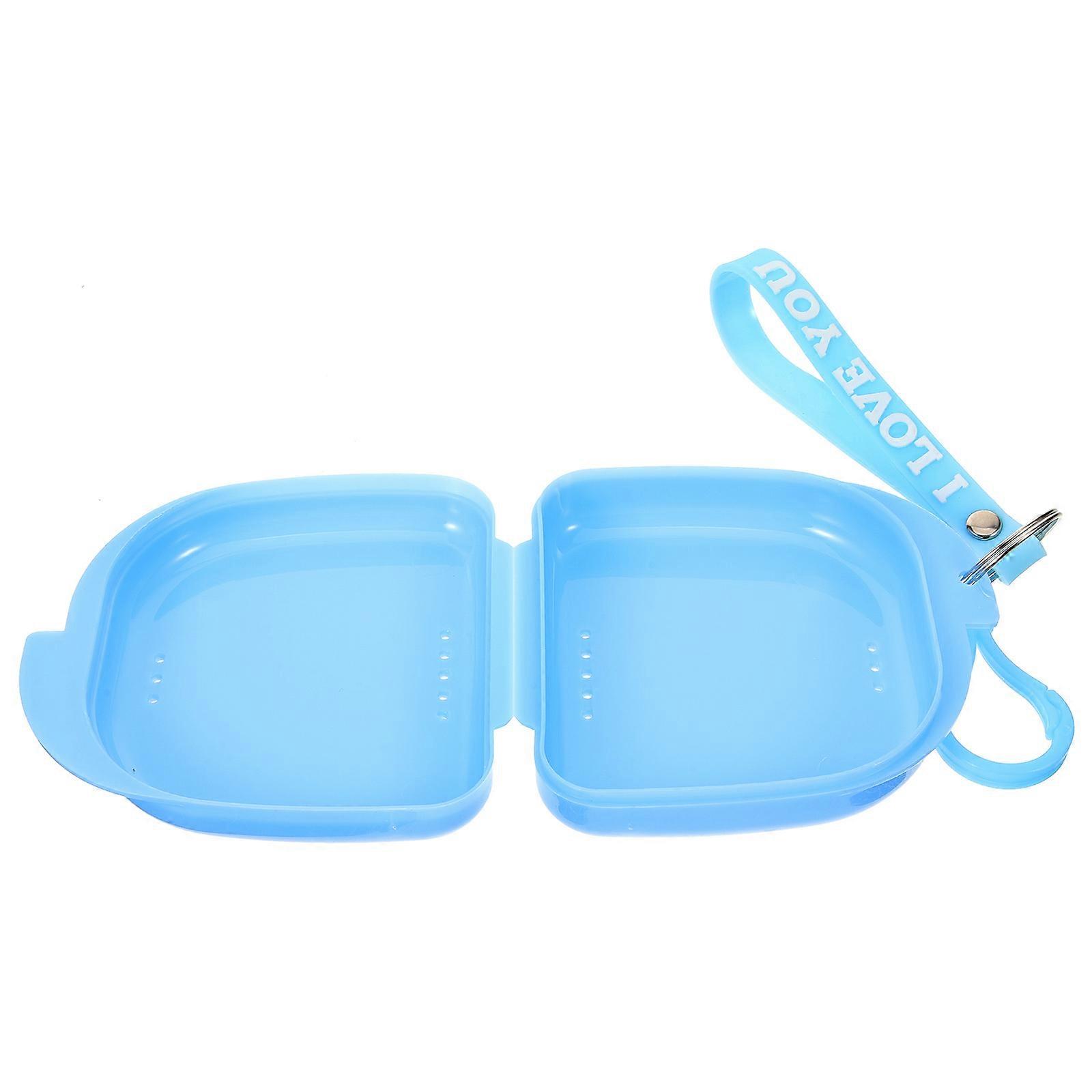 Retainer Case Denture Box for Storage 4Pcs Durable Plastic Blue Holder