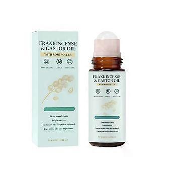 Roll-on à l'huile de ricin et à l'encens avec rose | Huile de ricin pressée à froid, roll-on avec rose amovible | Raffermit et lisse la peau | Convient pour le visage, le cou et le ventre