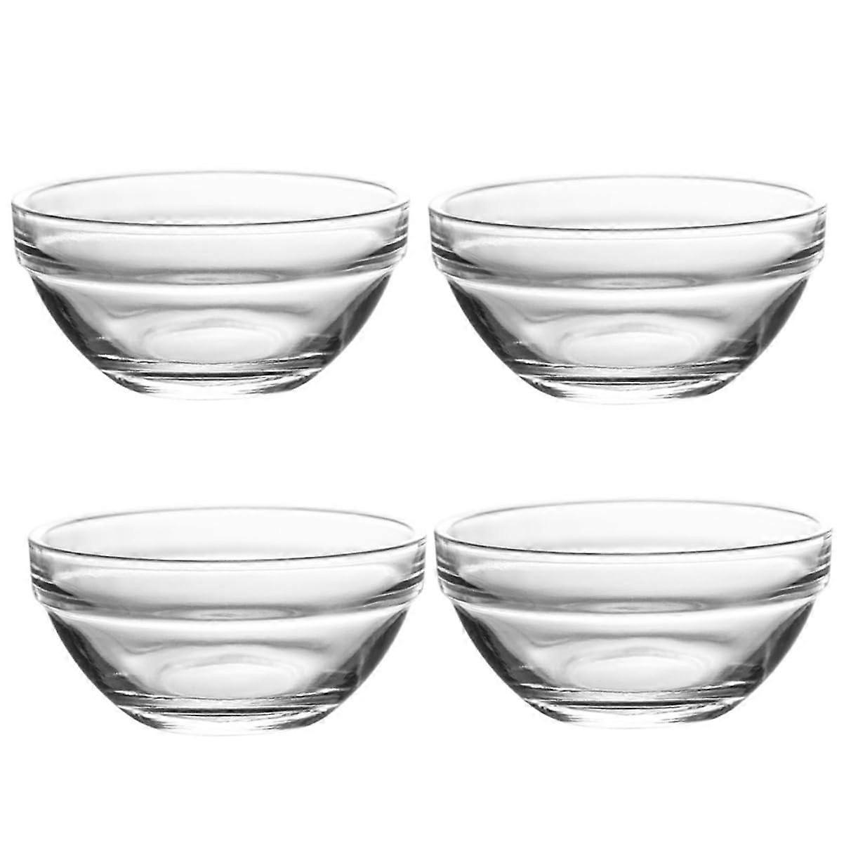 4pcs Glass Mixing Bowls Temperature Resistant Clear Bowls for Pudding Salad Snacks Stackable