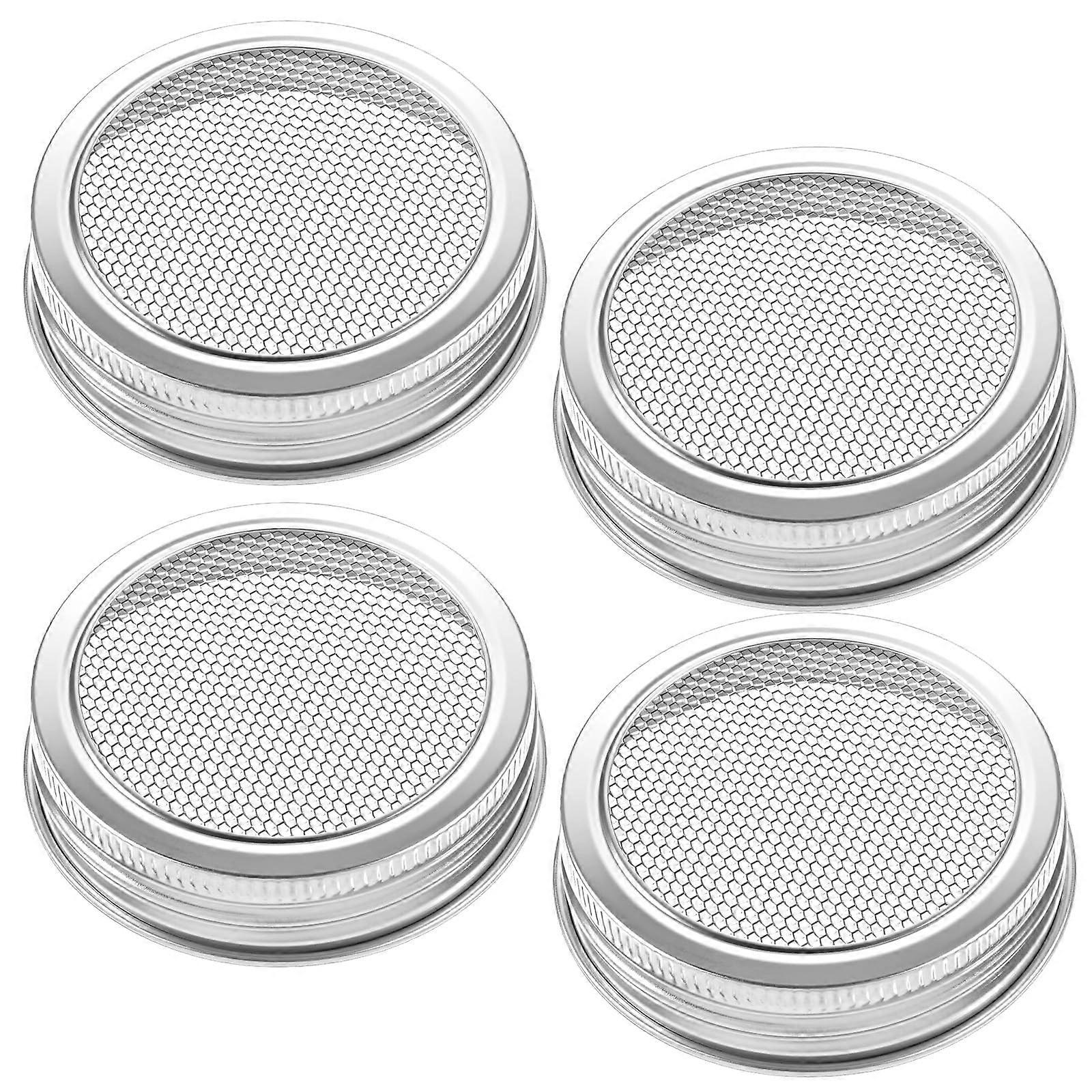 4 Pack Mason Jar Sprouting Lids Stainless Steel Rustproof Mesh Strainer for Seeds and Microgreens