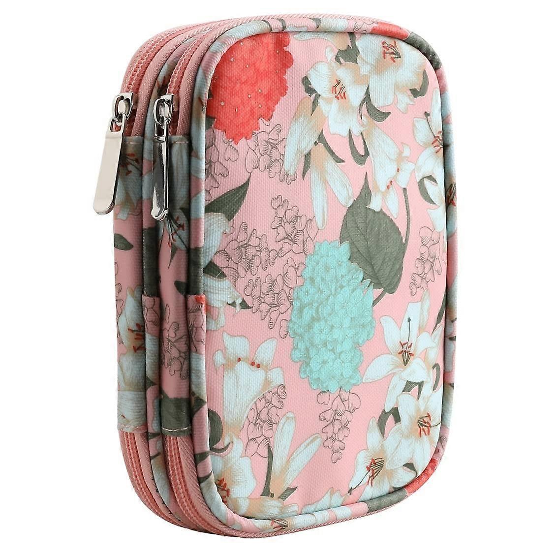 Crochet Hook Case with Double Layer Storage and Mesh Pockets, Large Capacity Organizer Bag