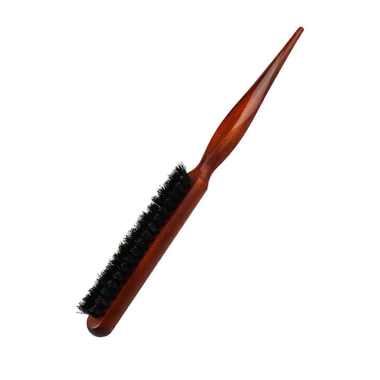 Boar Bristle Teasing Comb with Wooden Handle, Precise Sectioning Tail for Volume and Smoothing