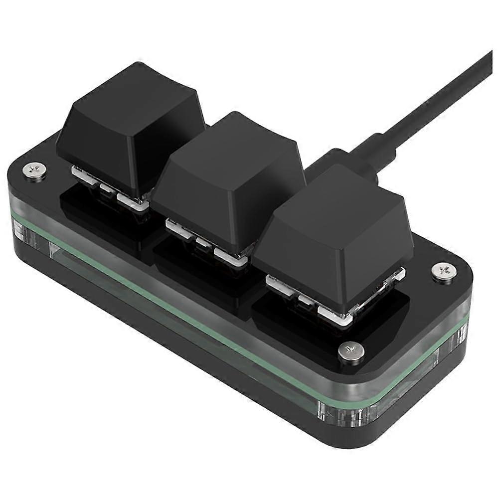 3Key Macro Keyboard HotSwap Programmable Keypad for Photoshop Gaming Copy Paste Black Type B