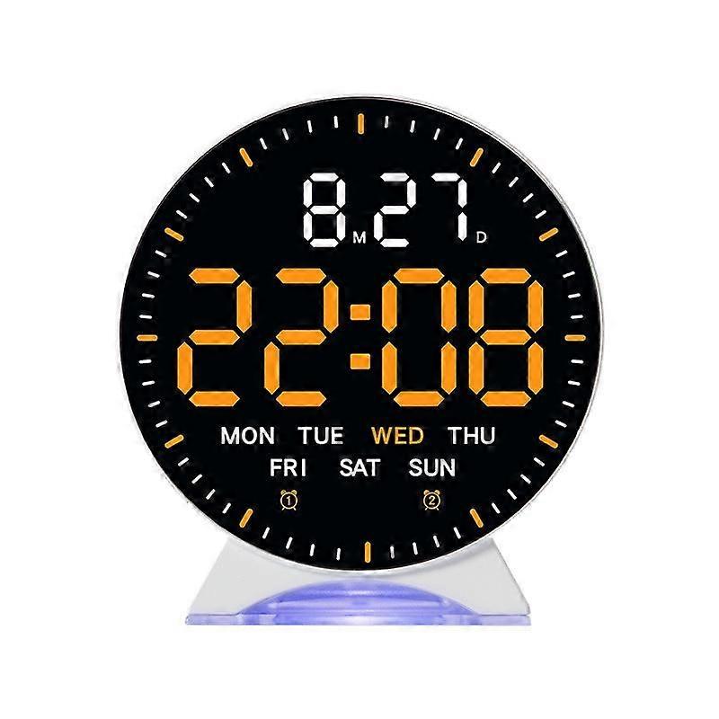 LED Multifunction Electronic Alarm Clock, Color: White Shell Orange Light