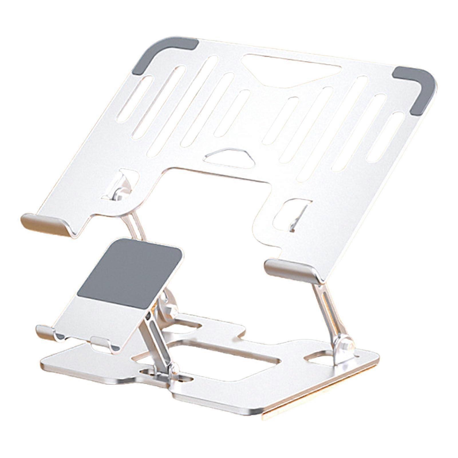 Adjustable Laptop Stand with Phone Holder, Height Adjustable, Foldable Ergonomic Riser for Desk