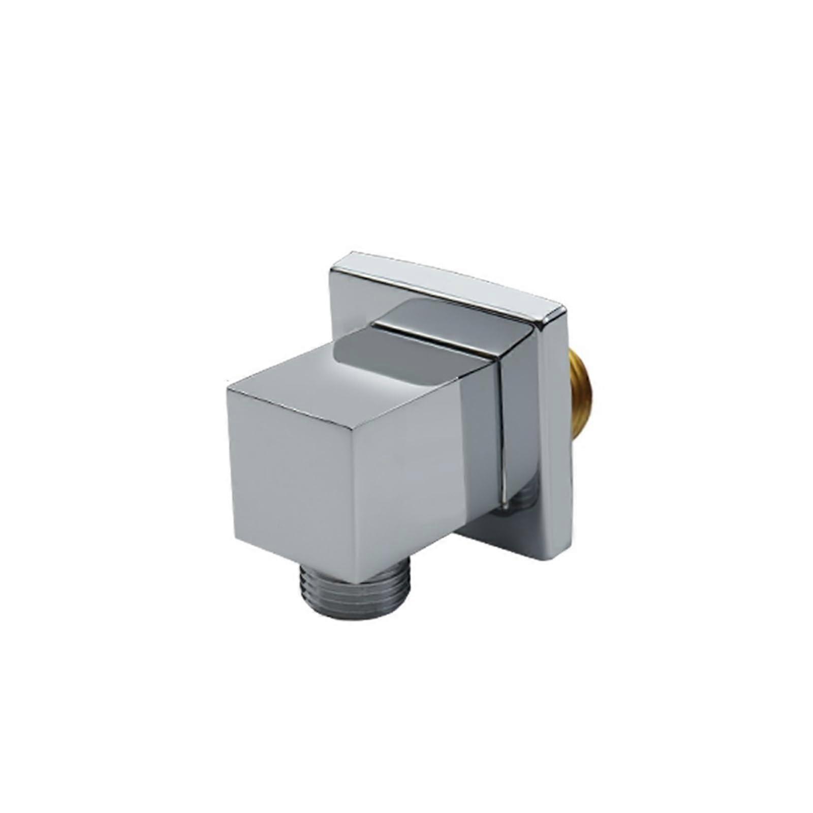 Chrome Square Shower Hose Connector with G1/2 Wall Mount Bracket Modern Gloss Finish