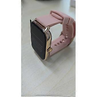 Roségoldene Smartwatch mit pinkfarbenem Silikonarmband für Damen, digitaler Touchscreen und Smart-App
