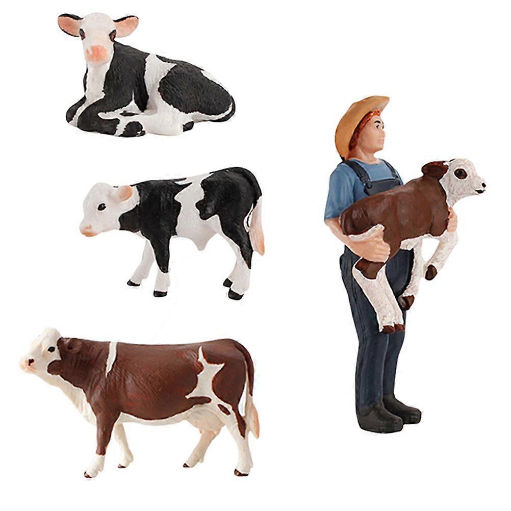 Cattle Model Farm Cattle Simulation Toy for Children 4Pcs Set with Assorted Colors