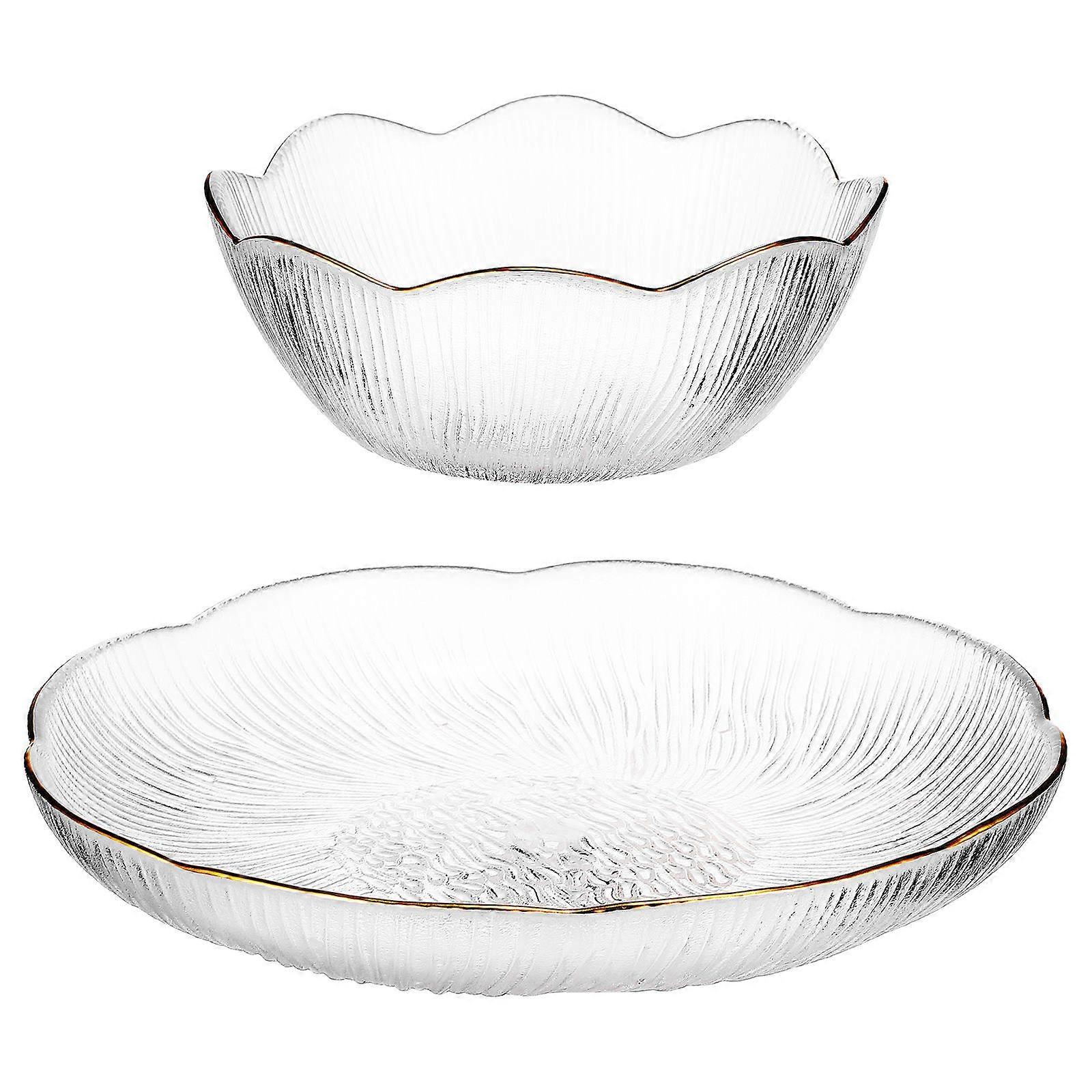 Transparent Glass Bowl and Plate Set for Vegetable Use