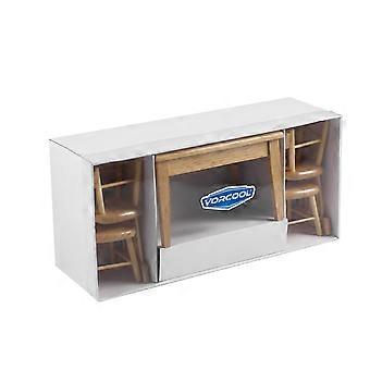 Conjunto de Miniaturas de Móveis para Casa: Mesa de Jantar de Madeira com Cadeiras, Modelo para Crianças Brincarem (5 Peças)