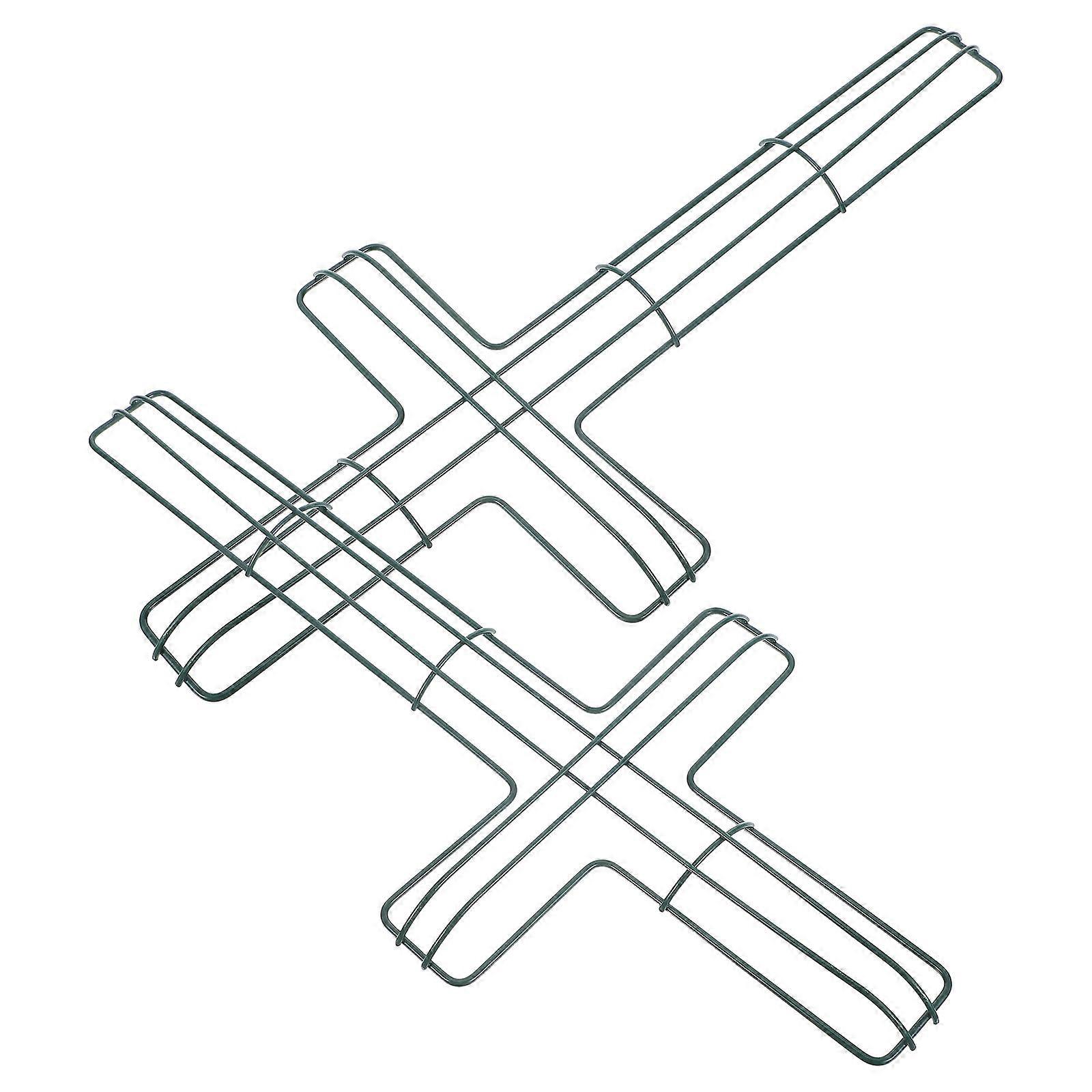 Green Iron Wreath Frame for DIY Wreath Making with 2Pcs Easter Cross Shaped Rack