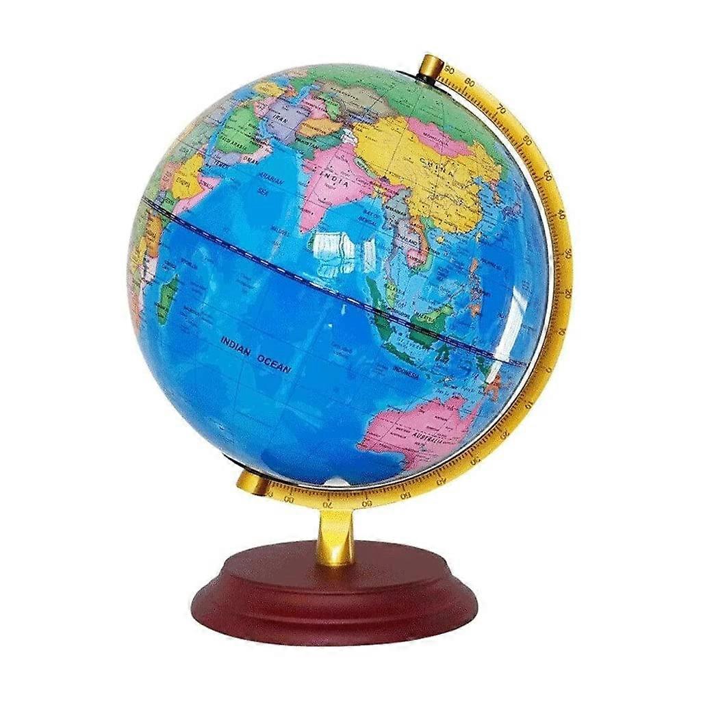 Medium Size World Globe with Durable Metal Base, Educational Desktop Decorative Globe for Learning and Display