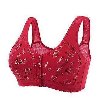 Reggiseni per donna con chiusura frontale, reggiseno per donne con seno grande, reggiseno leggero, morbido e traspirante con stampa, rosso XXL