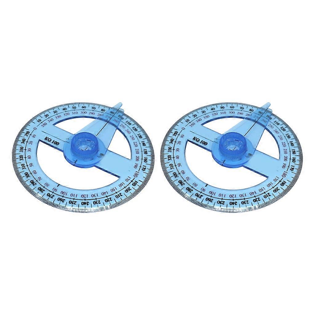 2 Pcs 360° Plastic Protractor Circle Protractor Measuring Tool Clear Protractor Rule Math Protractor for Student