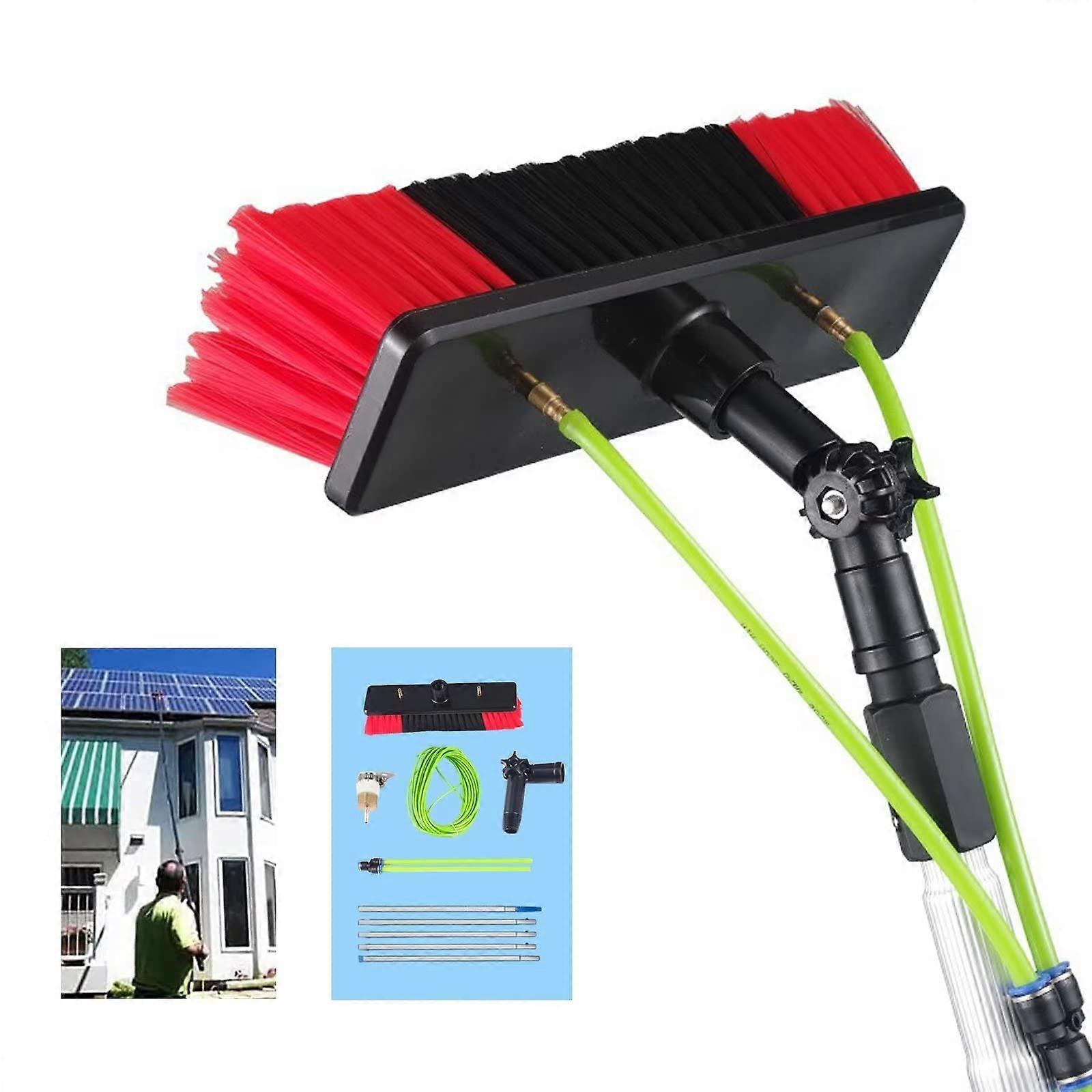 Extendable Window Cleaning Pole 5m with Telescopic Solar Panel Brush Kit for Long Reach