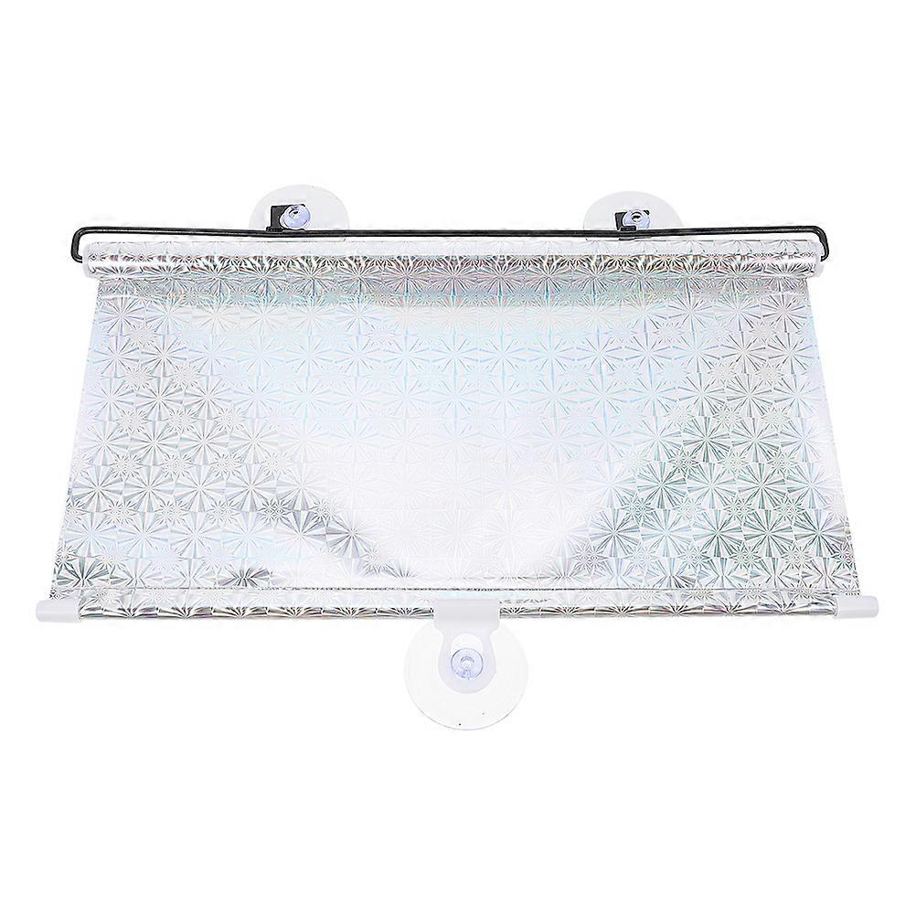 Suction Cup Roller Blinds Sun Block Window Shade Silver Rectangular For Kitchen Privacy Protection 1Set