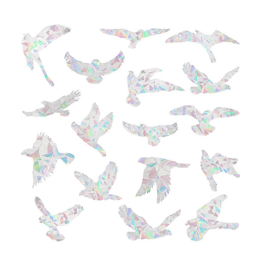 Silver Bird Window Sticker for Decor 4 Sheets with Refraction Pattern