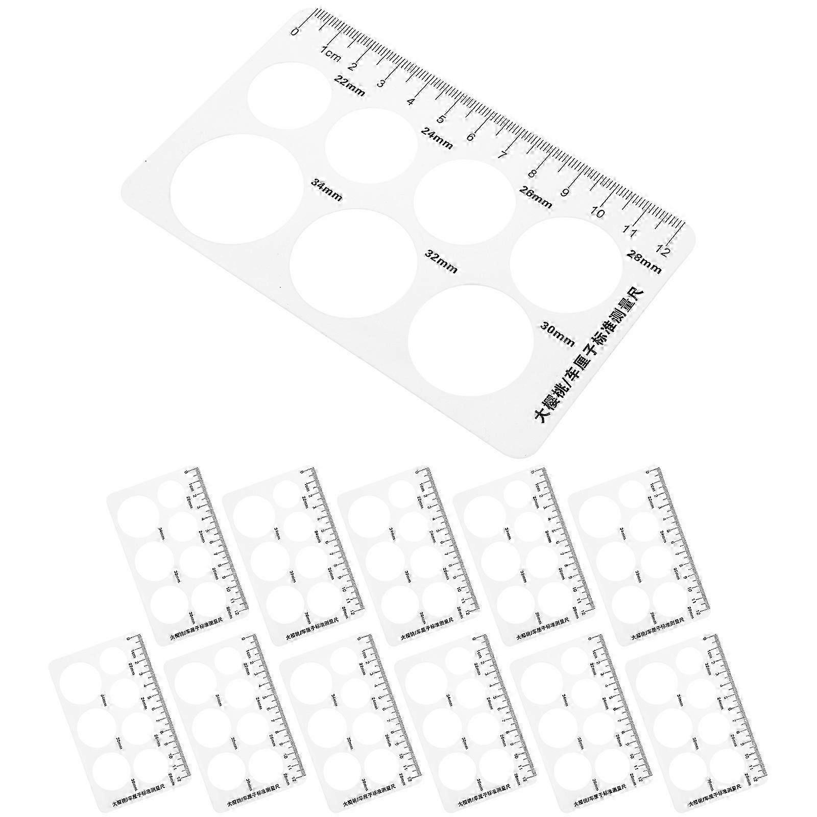 Cherry Diameter Measuring Ruler Tool for Measuring Use 12Pcs Durable White PP