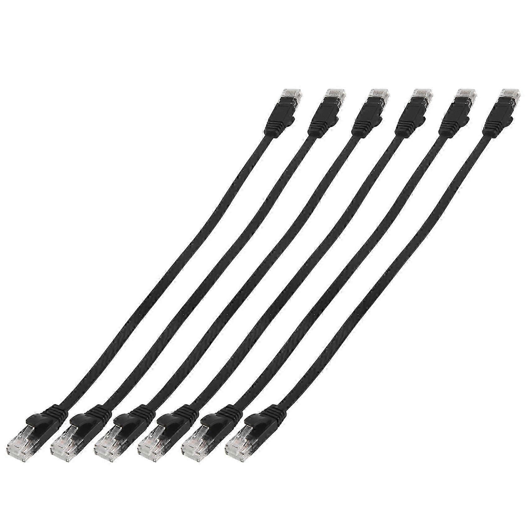6 pcs 1 ft Flat Internet Network Cable Solid Cat6 High Speed Patch LAN wire with Snagless Rj45 Connectors