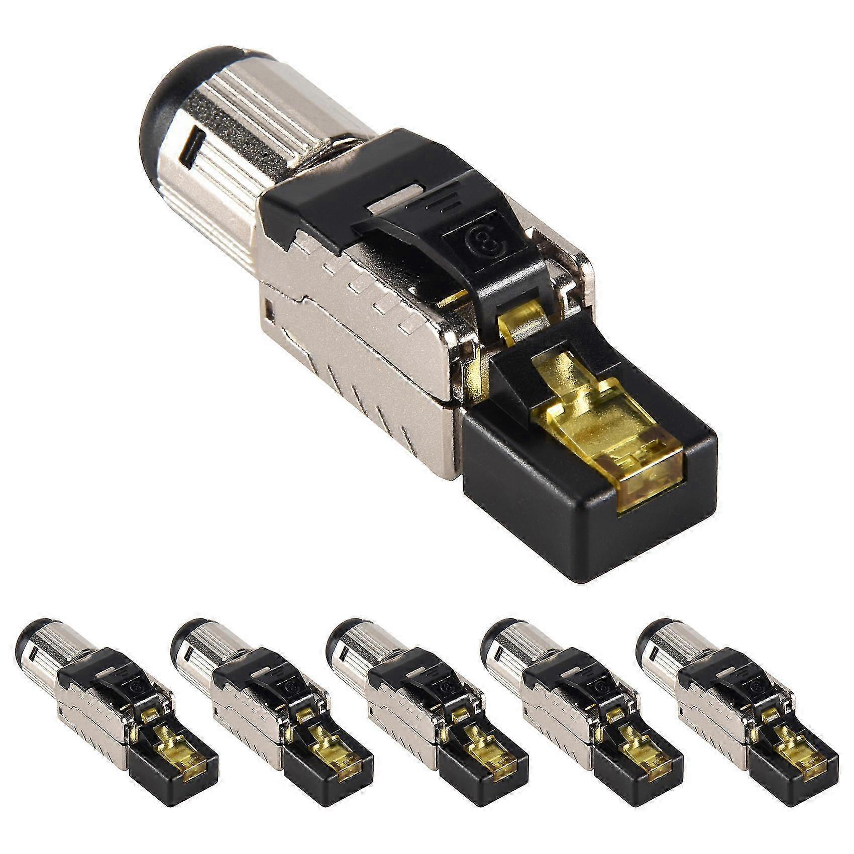 6-Pack Tool Free Shielded RJ45 Cat 8,Cat8 Termination Plug,Cat8 Plug