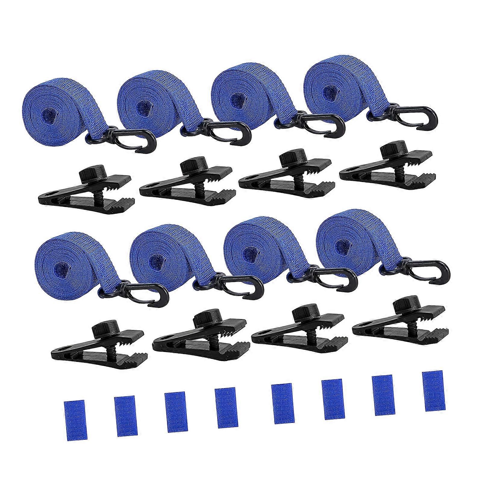 Universal Complete Adjustable Solar Pool Cover Fasteners Securing Solution With Extra Wide Straps And Spring Lock Clips Multicolor