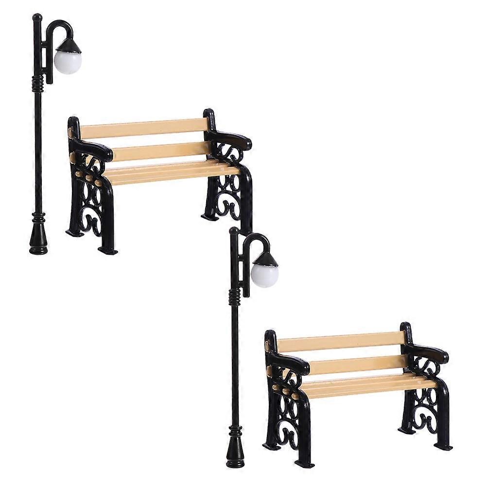 Chairs with Street Light Posts 2Set for Decorative Use