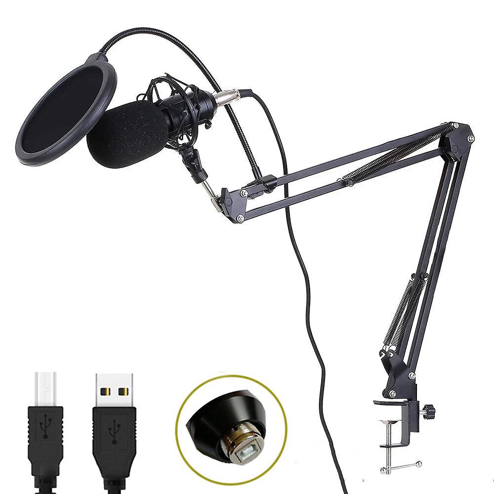 Professional 192khz/24bit Hd Free Drive Usb Condenser Microphone Kit With Stand Mount