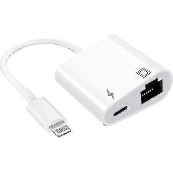 Lightning To Ethernet Adapter, Compatible 2 In 1 Ethernet Lan Network Adapter With Charge Port