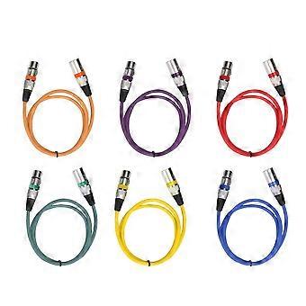Câble de connexion XLR en alliage de zinc épais, 6 couleurs, 1 m, PVC, broches argentées plaquées cuivre