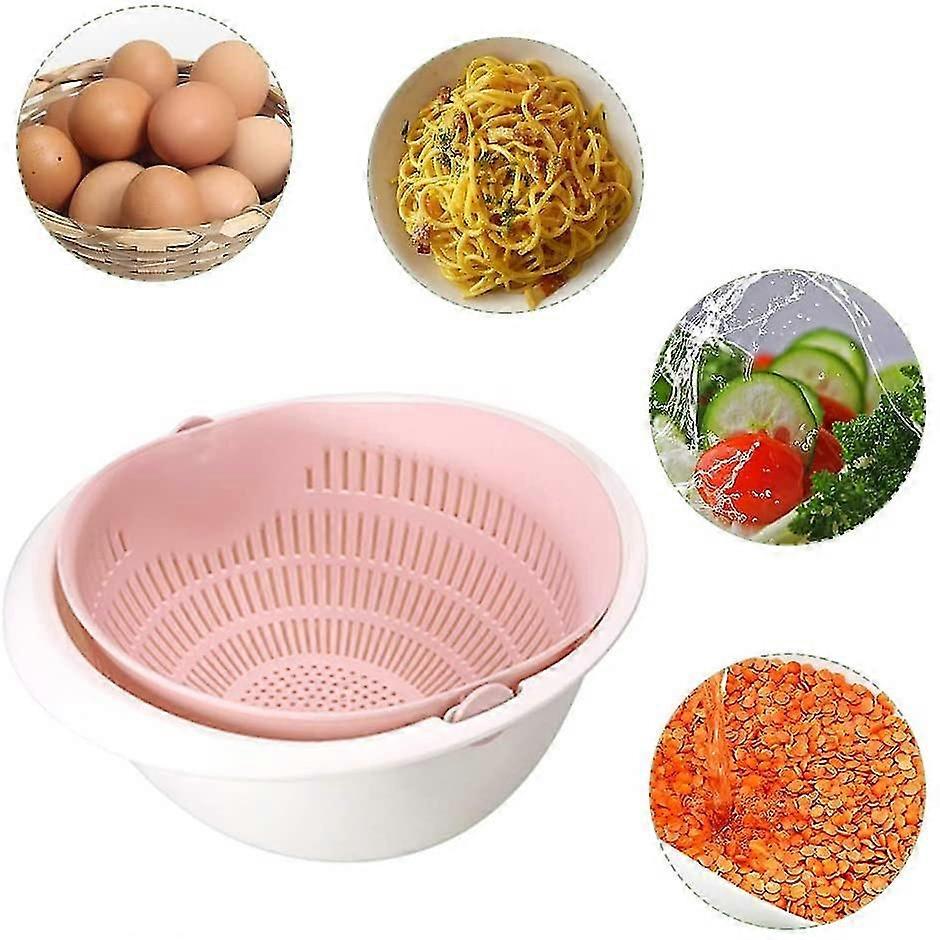 Kitchen Strainer Colander Plastic Washing Bowl & Strainers,pink