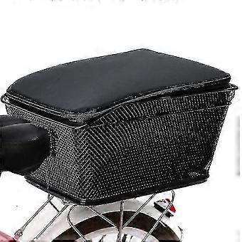 ZWS-Rear Bike Basket Large Capacity Metal Wire Bicycle Basket Waterproof Rainproof Cover