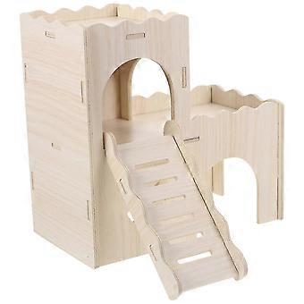 Castle Design Hamster Shelter For Pet Owners With Durable Wood Material 1 Set