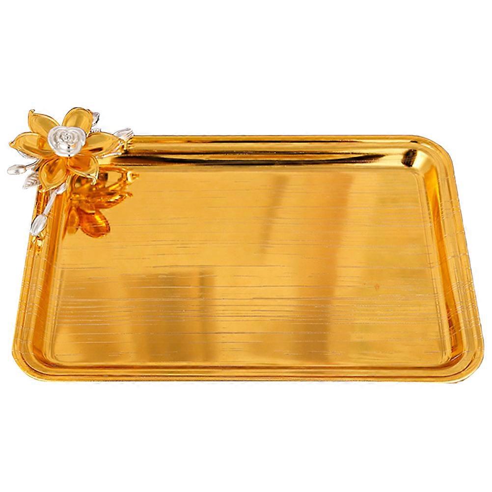 Metal Food Serving Tray for Home Use Decorative Rectangular Serving Platter