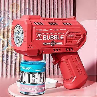 Pistola automatica per bolle di sapone "Bolle colorate" con luci a LED, macchina per bolle programmabile a 6 fori, giocattolo estivo per esterni per parchi, spiagge e feste.