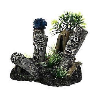 Aquarium Moai Statues Fish Tank Decor compatible with Decoration Use 1Pcs Resin