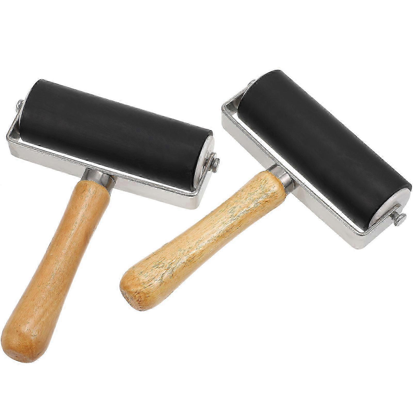 2 PCS Rubber Roller Crafting Roller Brayer Roller Gluing Application Roller